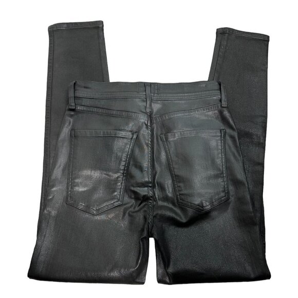 AGOLDE Roxanne Leatherette High Rise Skinny Jeans in Black Women's Sz 26 - Picture 10 of 15